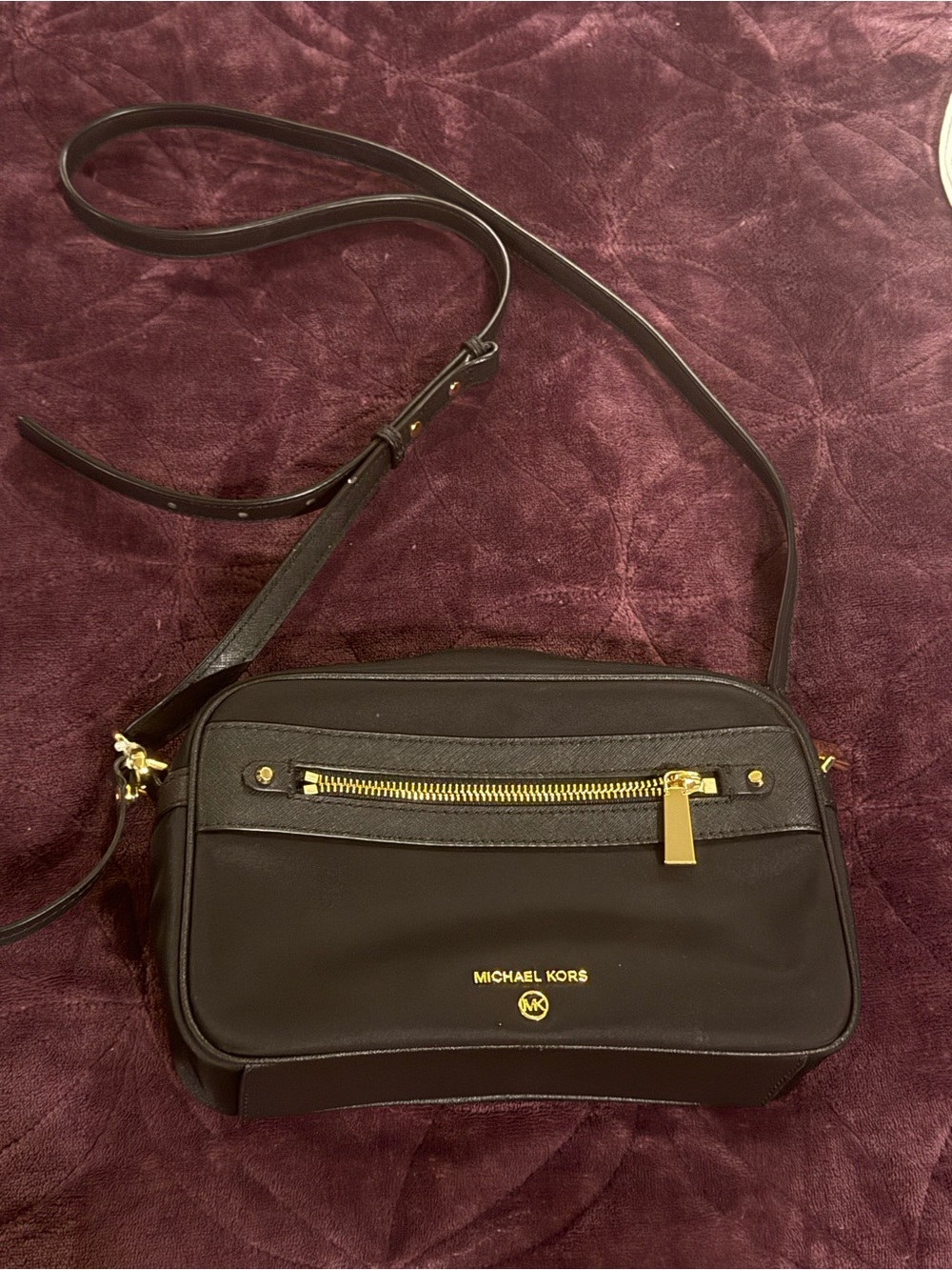 Michael Kors Black Crossbody with Gold-Tone Accents